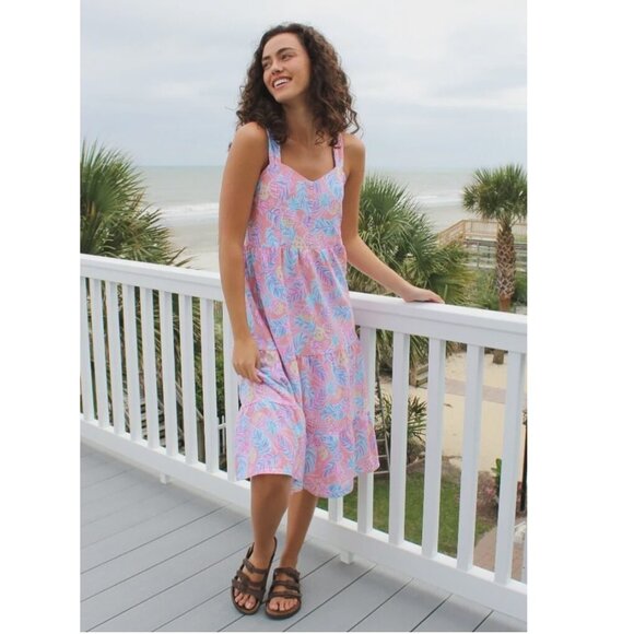 Simply Southern Dresses & Skirts - Simply Southern Pink and Blue Tropical Midi Dress